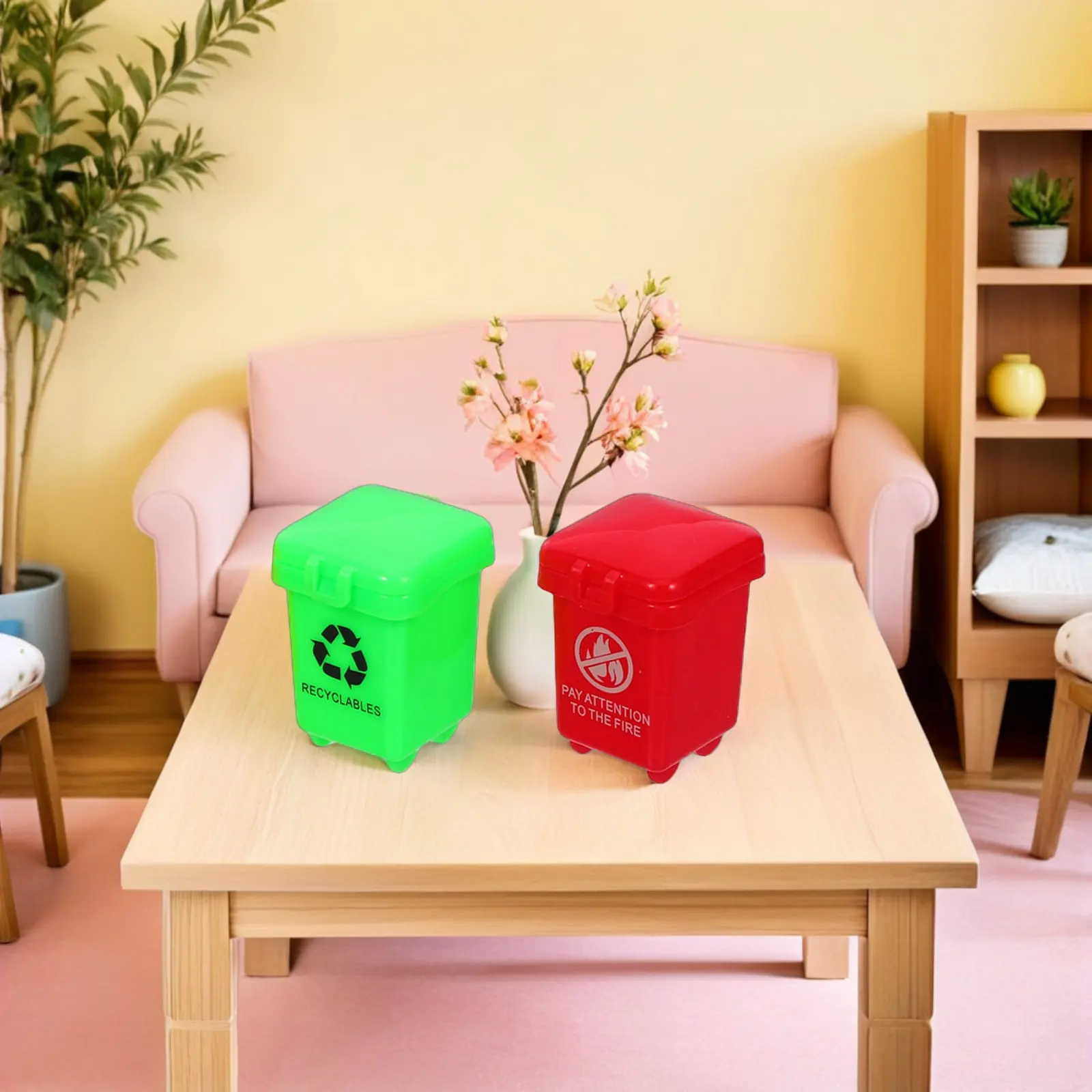 40Pcs 미니 쓰레기통 현실적인 작은 쓰레기통 역할놀이 분류 척 놀이 재활용 쓰레기통 몬테소리 미세 운동 능력 학습