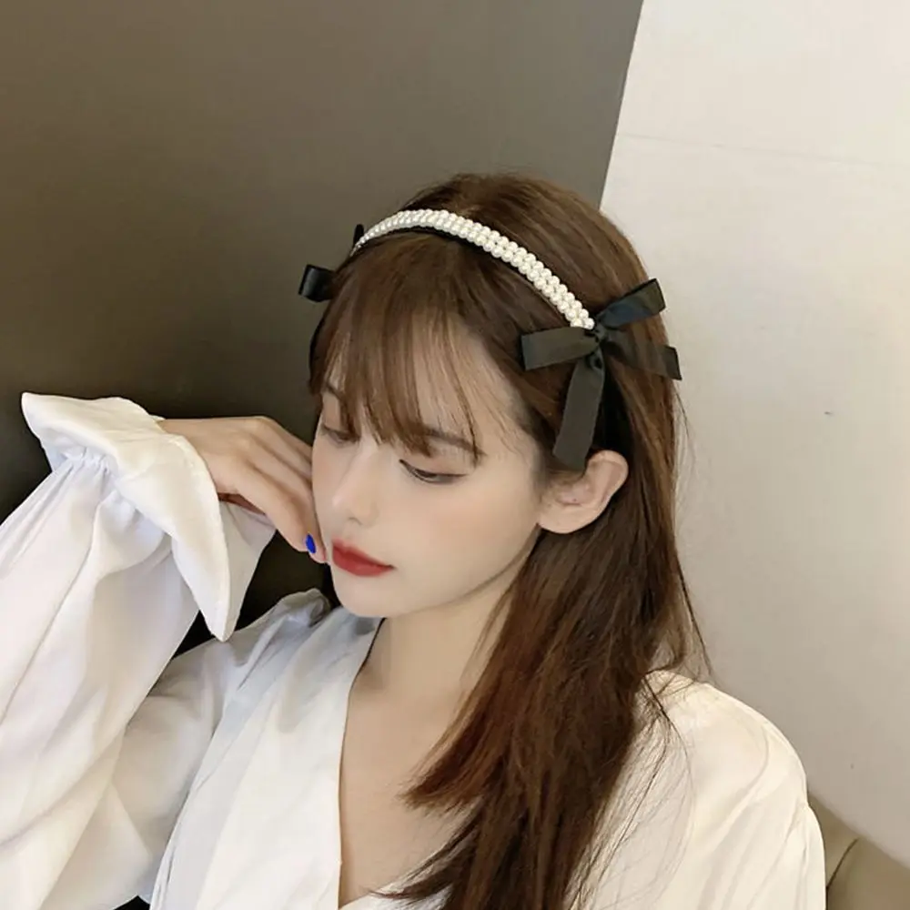 

Cute Sweet Full Pearl Matching Headdress Girls Bow Headband Korean Style Hair Hoop Hair Band Women Hair Accessories
