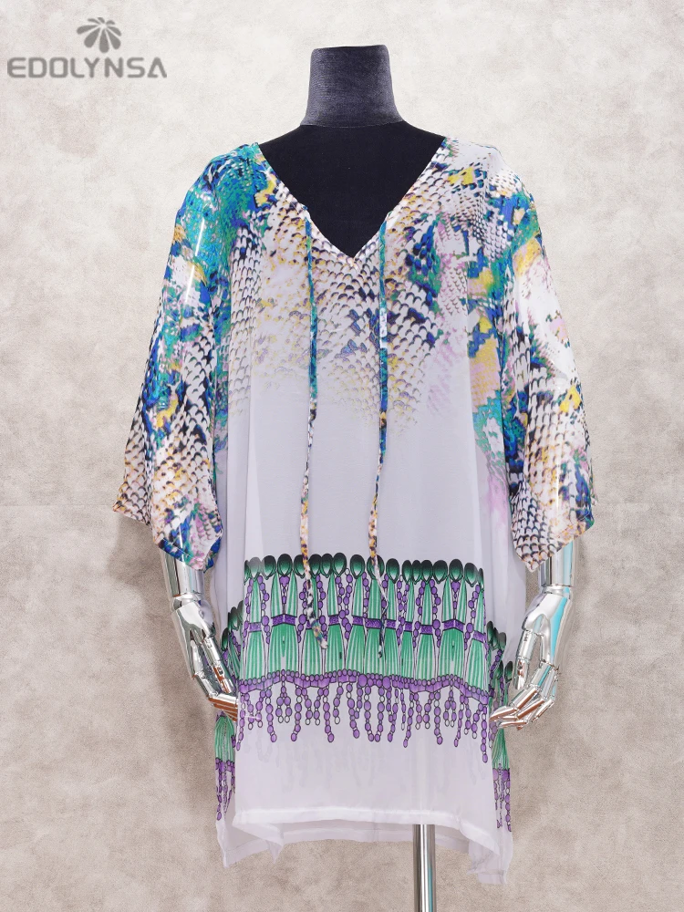 Bathing Suit Beach Caftan Swimsuit Cover up Print Chiffon Pareo Women Robe Plage Swimwear Dress Sexy Sarong Beach Tunic #Q152 beach cover