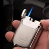 New HONEST Creative Blue Flame Torch Lighter Metal Plating Turbine Windproof Butane Lighter High-end Gift Men's Smoking Tools 1