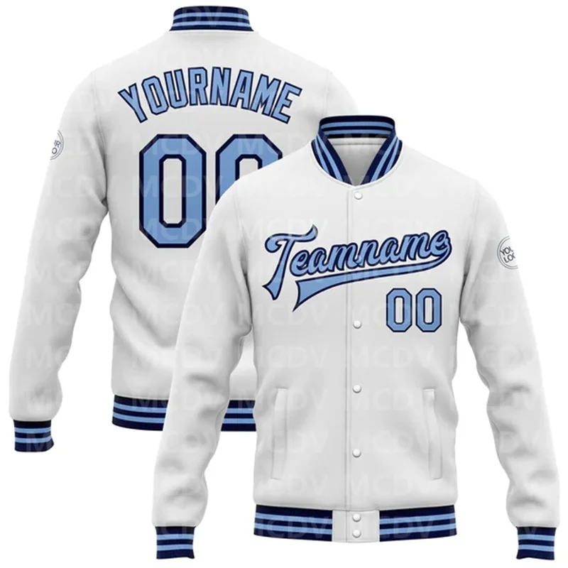 Custom White Kelly Green Bomber Full-Snap Varsity Letterman Jacket  Baseball Button Jacket