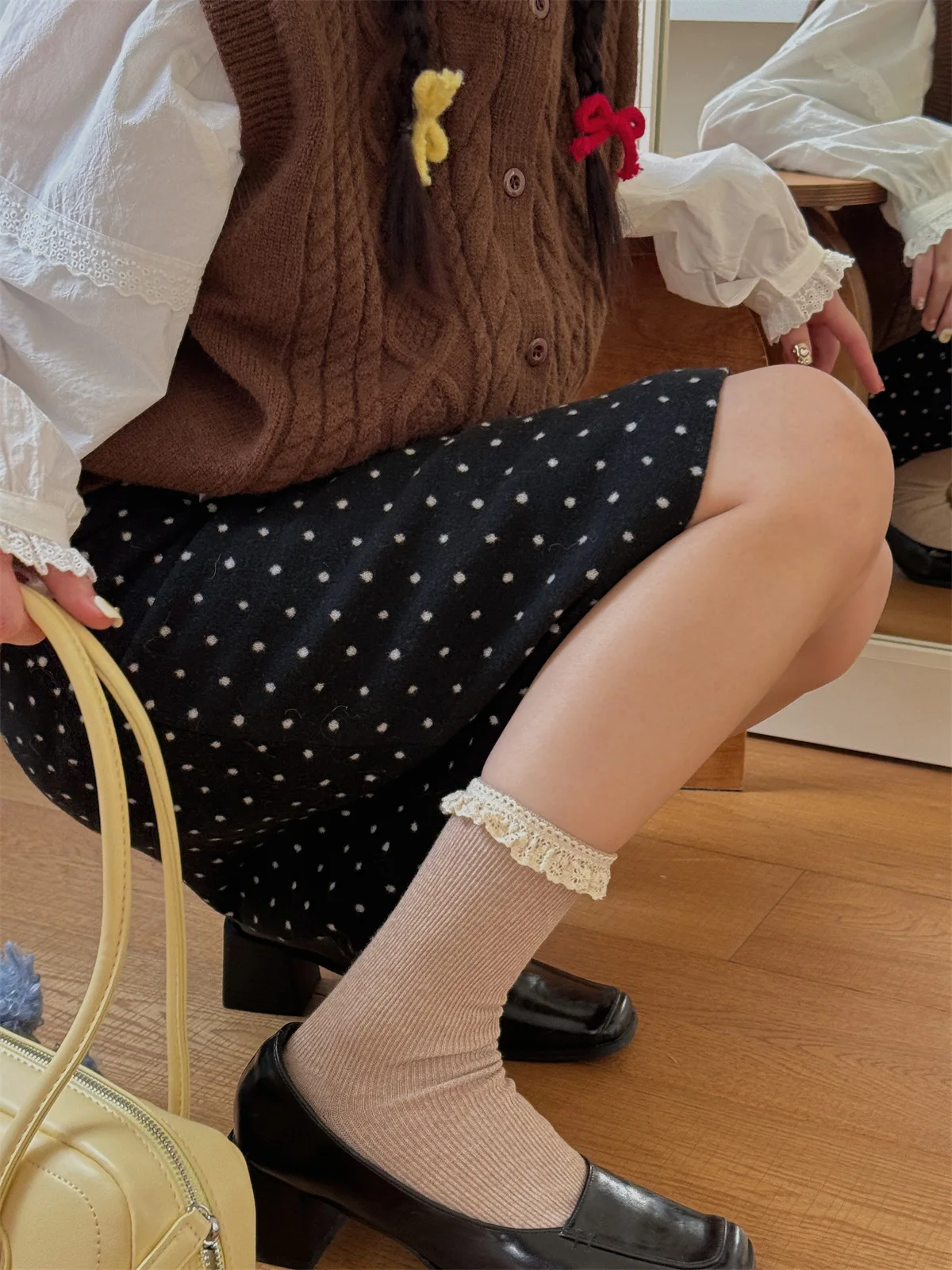 Sp & city süße Spitze Mid Tube Damen Socken Ballett Stil Doppeln adel gestapelte Socken Mode College lässig atmungsaktive süße Socke – Detail 21