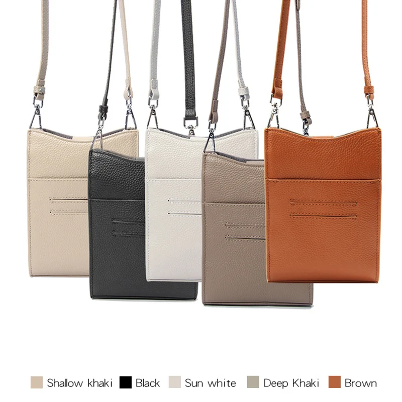 Small Genuine Leather Crossbody Purses for Women Shoulder Bag Cellphone Pocket Classic Satchel Handbags with Adjustable Strap