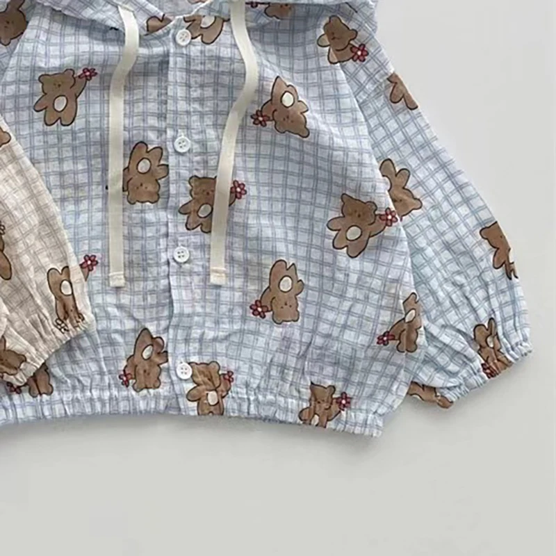 Autumn Baby Coat for Girls Cartoon Bear Sunscreen Jackets Summer Hooded Jacket Korean Children's Clothing Toddler Boys Outerwear