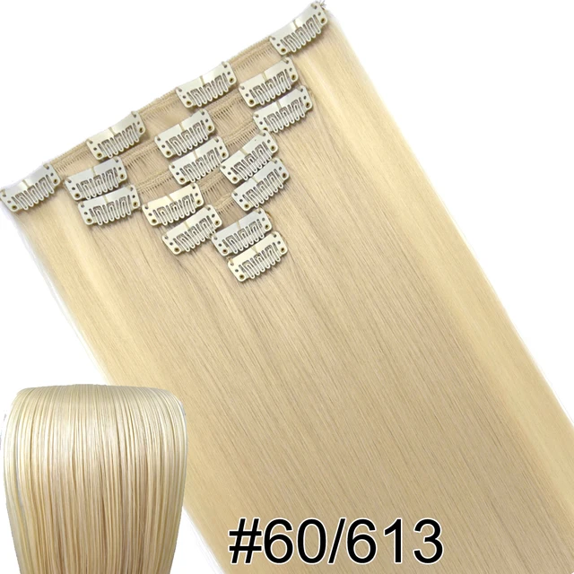 TOPREETY Heat Resistant B5 Synthetic Fiber 130gr Straight clip in hair Extensions 7006 60-613