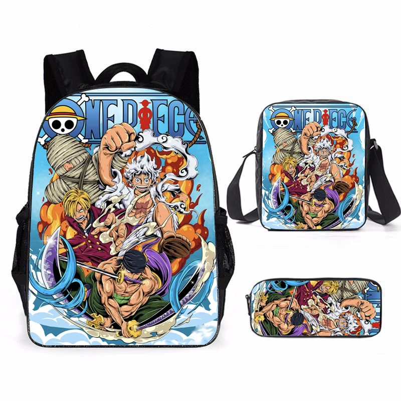 3 Piece Set Mochila one piece children's backpack boy School Bags For Teenage kids Backpack Travel Backpack cosplay bag wwe the usos penitentiary authentic backpack middle high college school student book bags men women daypack travel