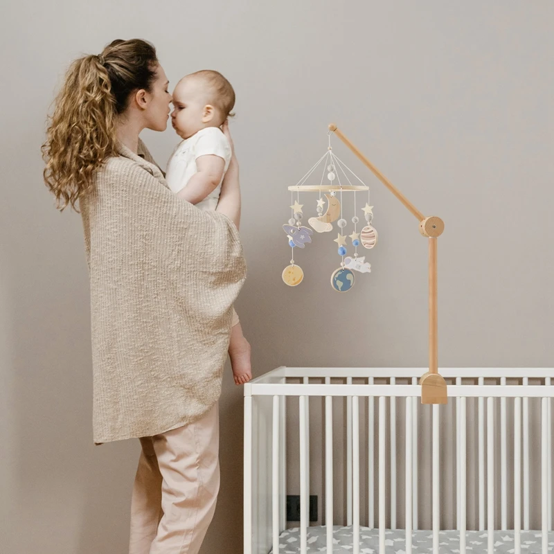 Let's Make – cloche de lit en bois pour bébé de 0 à 12 mois, support  rotatif à 360 degrés, jouet Mobile suspendu pour berceau, cadeau pour enfant