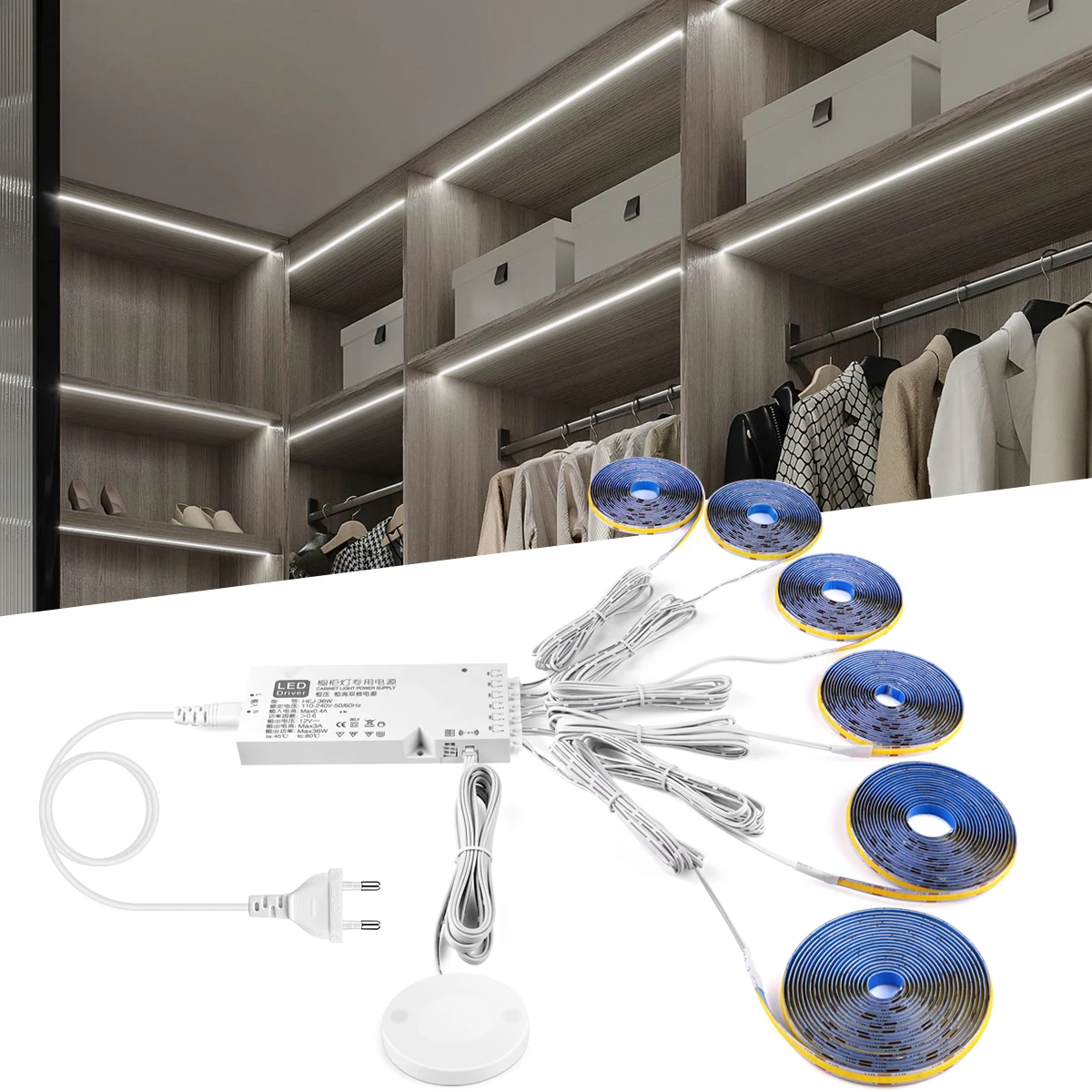 Under Cabinet COB Led Strip Penetrable Wood Touch Sensor Light Dimmable Night Lamp For Bedroom Wardrobe Indoor Kitchen Lighting led night light led cabinet light cabinet lights led cabinet lights led strip light under cabinet light