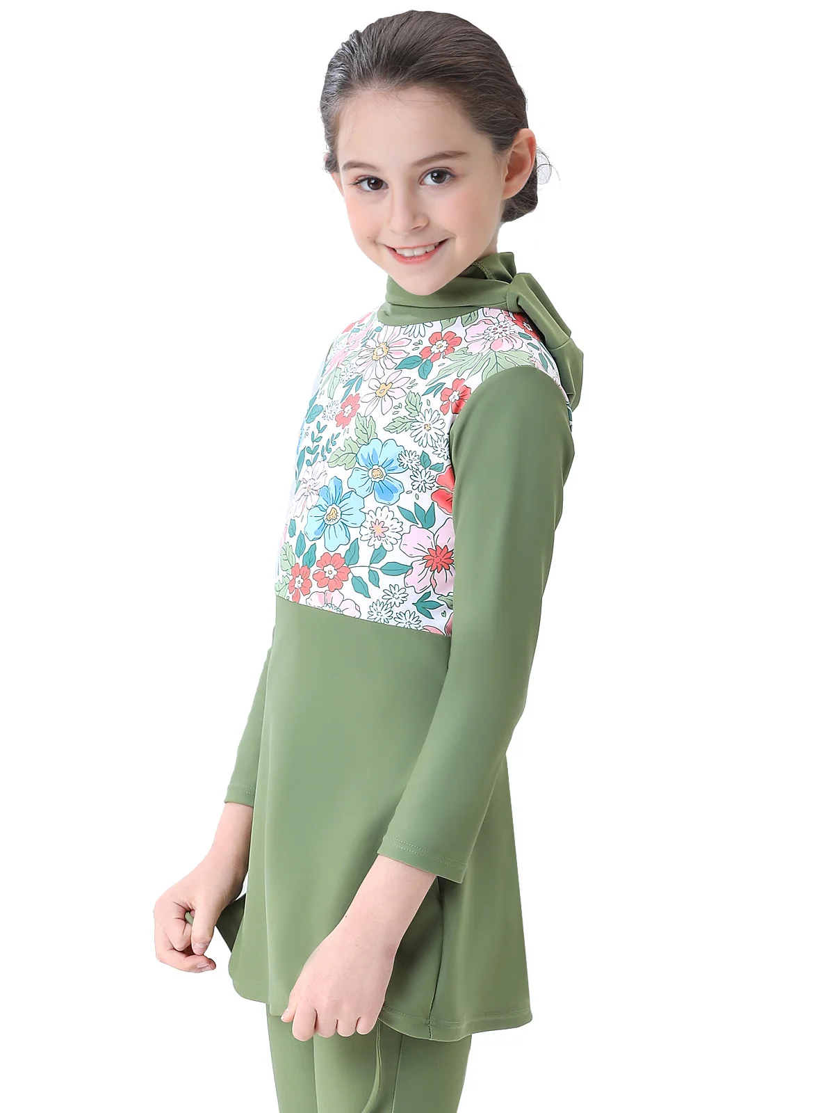 Muslim Swimwear Hijab Islamic Swimsuit for Girls Muslim Swimwear Children's Modest Long Sleeve Burkini 2 Piece Swimming Suit