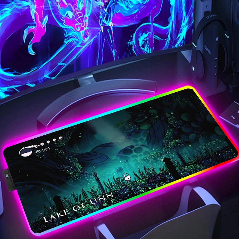 RGB Hollow Knight Game Mouse Pad Gaming Mausepad Large Mouse Mat waterproof Mause Pad LED Backlit Keyboard Pad Table Carpet Pads
