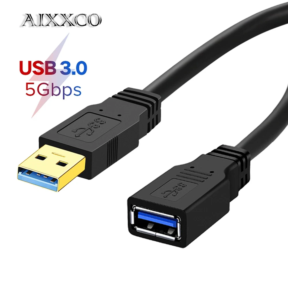 AIXXCO USB Extension Cable USB 3.0 Cable for Smart Laptop PC TV Xbox One SSD USB3.0 2.0 Extender Data Cord Fast Speed