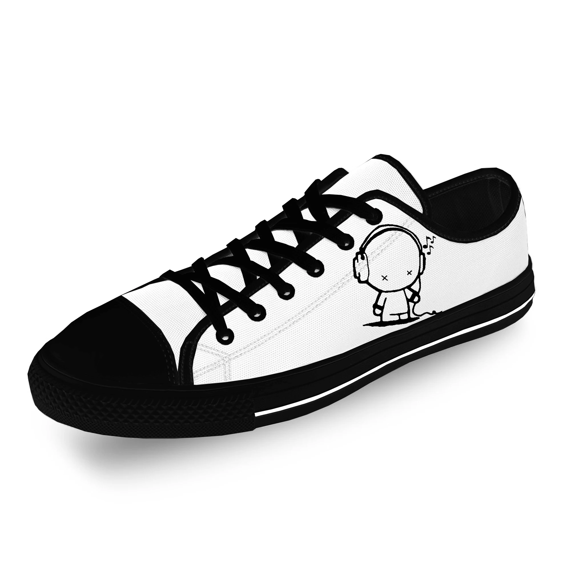 Headset Cartoon Music Rock Cool Casual Cloth Fashion 3D Print Low Top Canvas Shoes Men Women Lightweight Breathable Sneakers