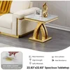 Square End Table,22.8" Modern White Faux Marble Side Table,Nightstand Bedside Table Small Accent Table with Gold Mirrored Finish 6