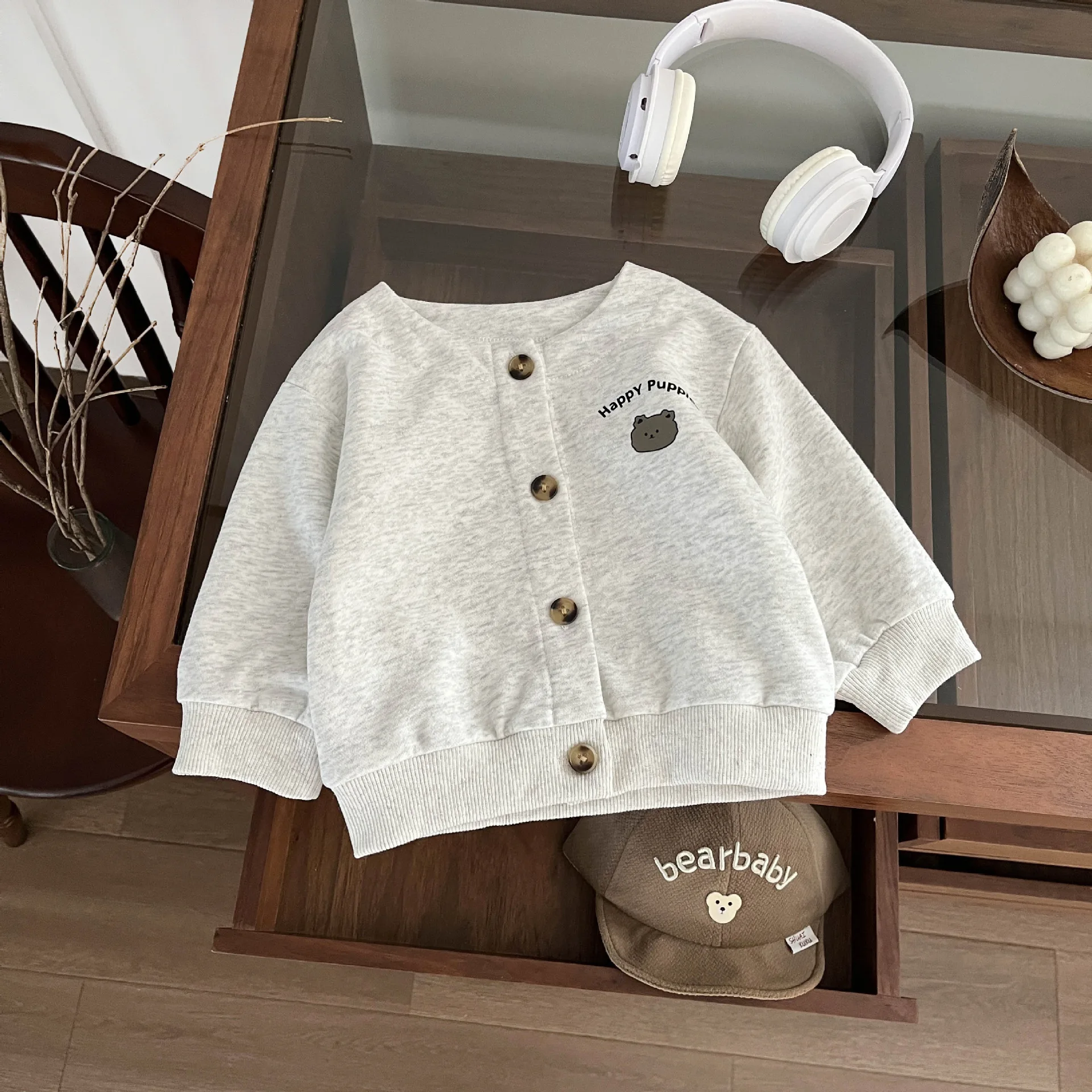 Autumn New Baby Long Sleeve Casual Coat Cartoon Print Boys Cotton Jacket Infant Girls Sweatshirt Cardigan Kids Clothes