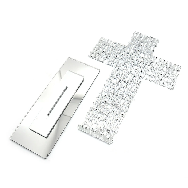 Acrylic Priest Father Scriptures for Cross with Stand Religious Church Standing Crucifix Catholic Prayer Relics Ornament