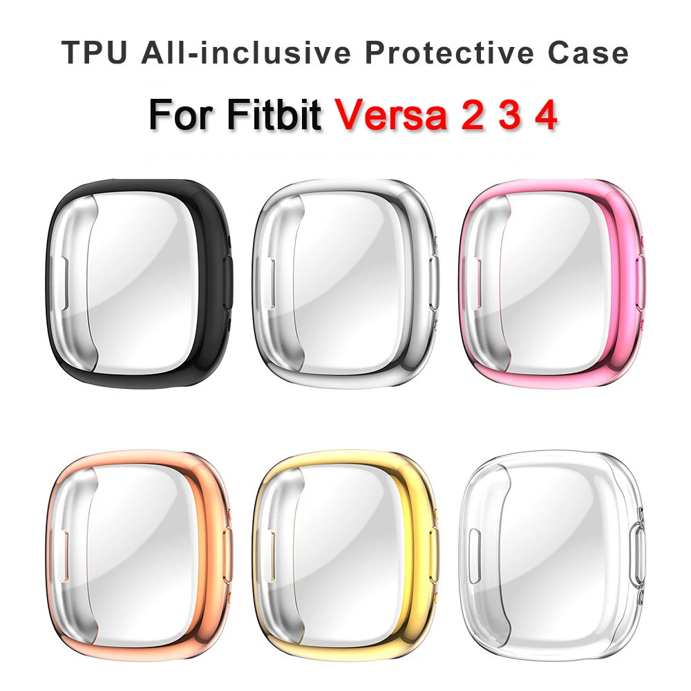 

Screen Protector Case For Fitbit Versa 2/Versa 3/Versa 4 Soft TPU Full Cover Plated Bumper Shell For Fitbit Sense 2/Sense Case