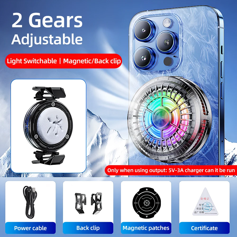 ASNAP X155 Original Phone Cool Fan Ultra Thin 2 In 1 Magnetic Back Clip Semiconductor Cooler for Gaming iPhone Samsung RGB