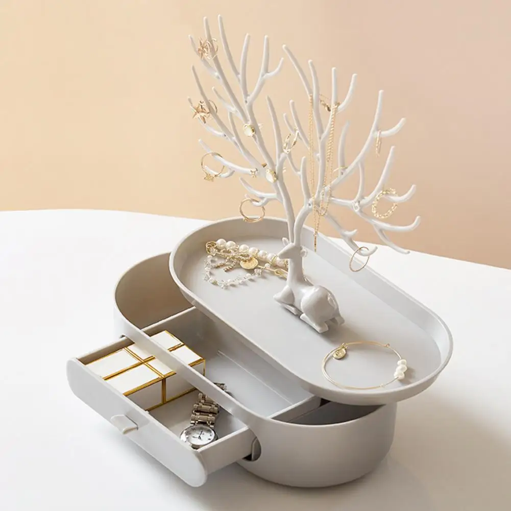 Nuovo Aggiornato Deer Jewelry Storage Rack Drawer Design Tree Antler Shape Orecchini Collana Anello Gioielli Espositore Vassoio Custodie