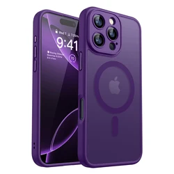 Luxury Matte Translucent Shockproof Magnetic Phone Case with Magsafe - iPhone 16e (Dark Purple)