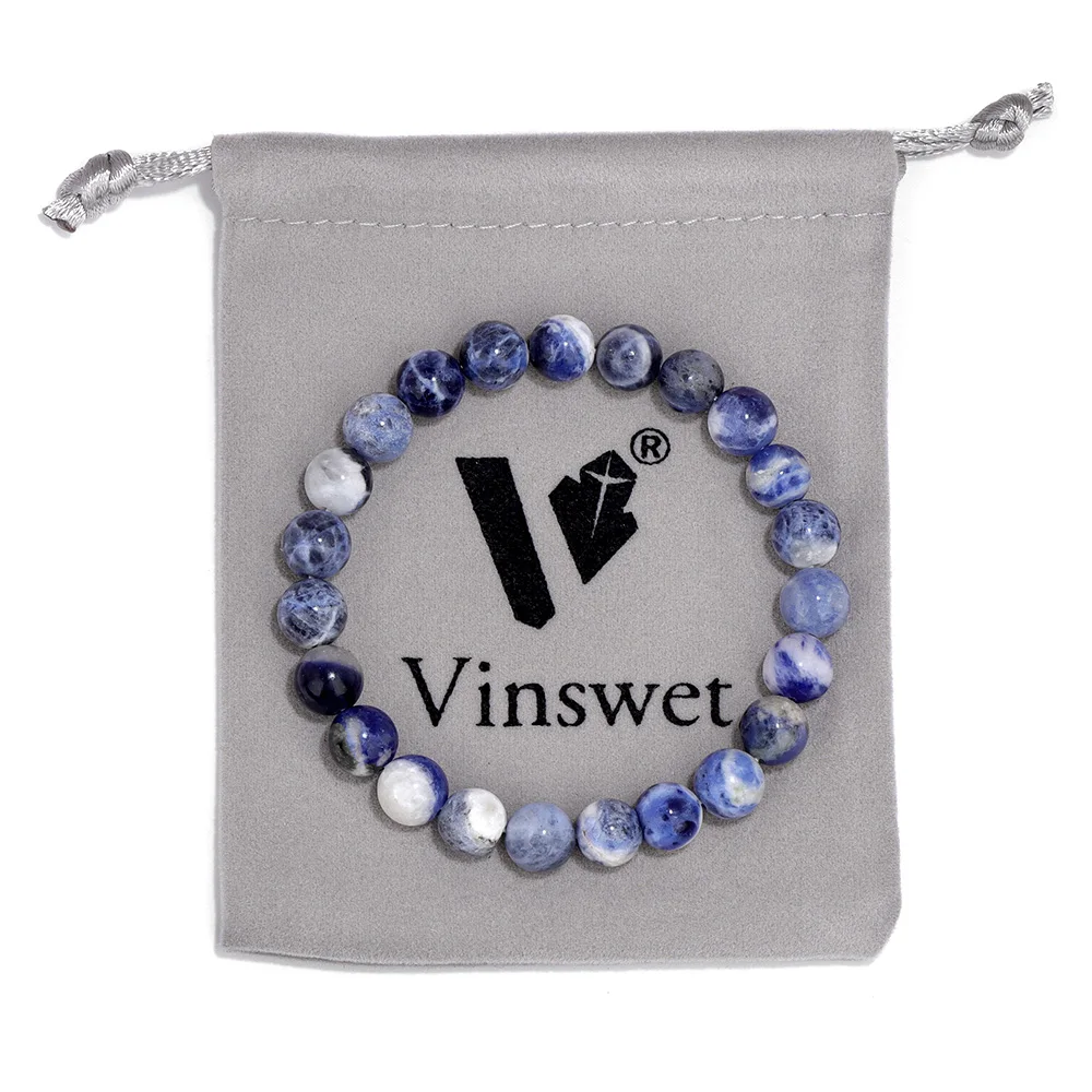 8mm Naturstein Perlen Armbänder für Frauen Männer Amethyste Labradorit Türkis Citrinen Yoga Meditation Armband mit Samt tasche – Detail 4