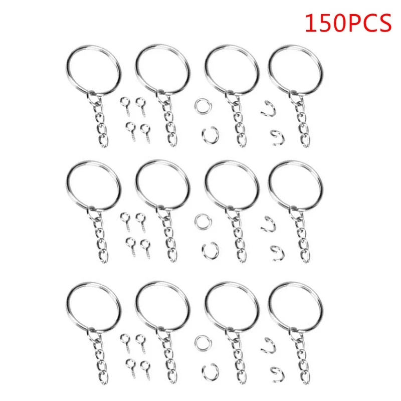 150Pcs/Box Screw Eye Pin for Key Chains with Open Jump Ring Chain Extender Eye P