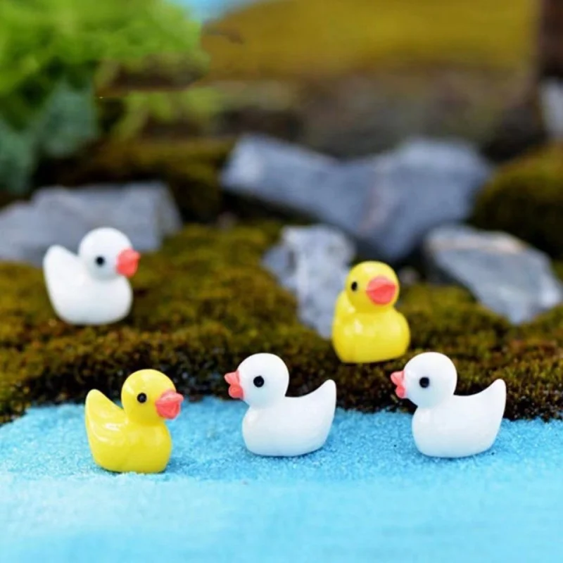 Resin Mini Ducks Ornament Set/200-10pcs Miniature Figures Tiny Duck Handicraft Micro Landscape Dollhouse Decoration Accessories