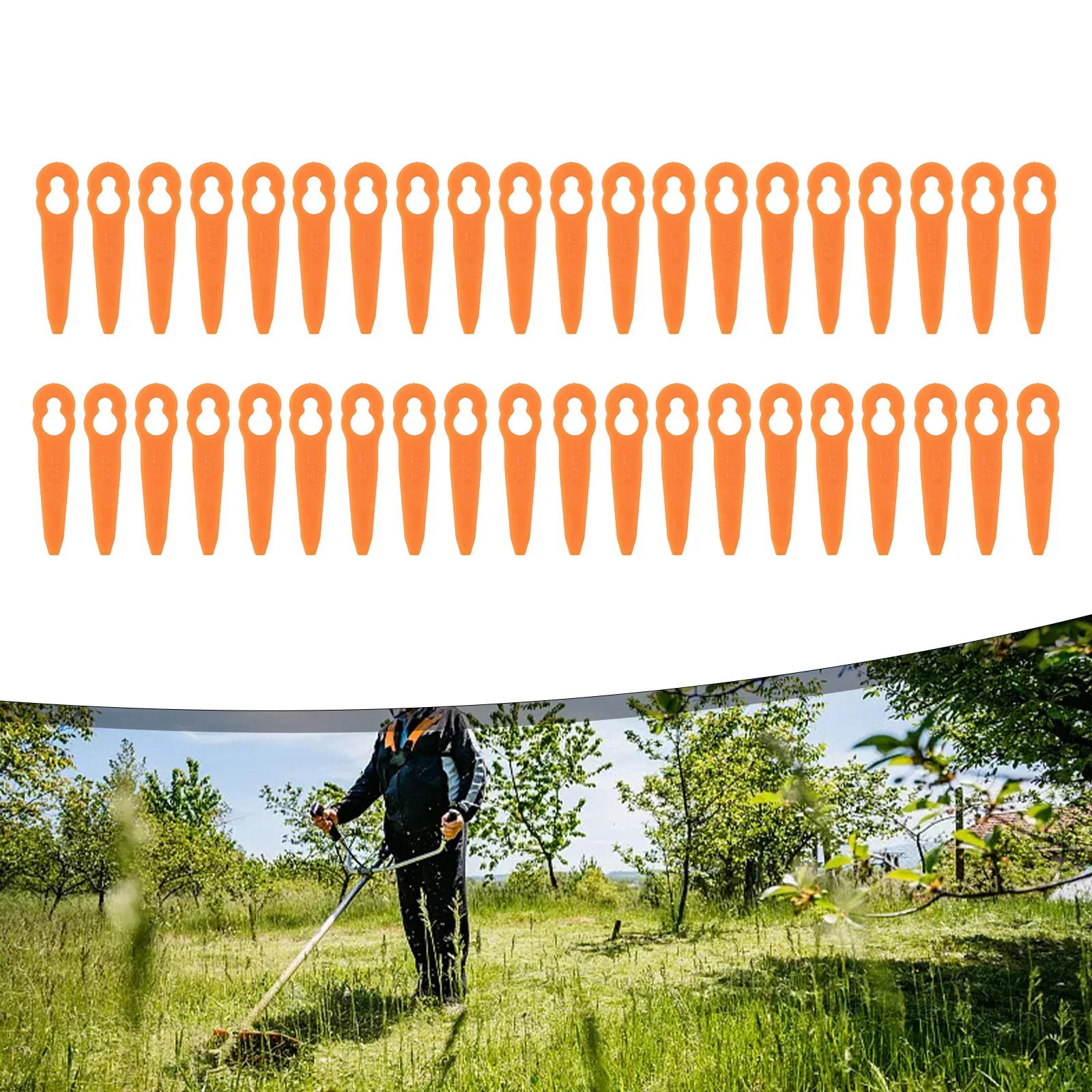 

Plastic Lawn Mower Blades Orange Plastic Replaceable 84mm Height Grass Trimmer Gardening Accessories High Quality