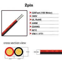 2 พิน 3 พิน 4 พิน 5 พิน 6 พินยืดหยุ่น LED สาย 22AWG สายไฟ PVC ฉนวนสีแดงสีดำสำหรับ WS2812B WS2813 5050 แถบ LED 6