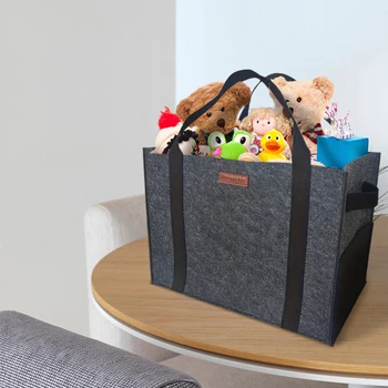 Grocery Bag Felt Tote Shopping Bag Large Reusable Tool Storage Bag Collapsible Utility Tote Handbag for Picnic Beach Pool Travel 3