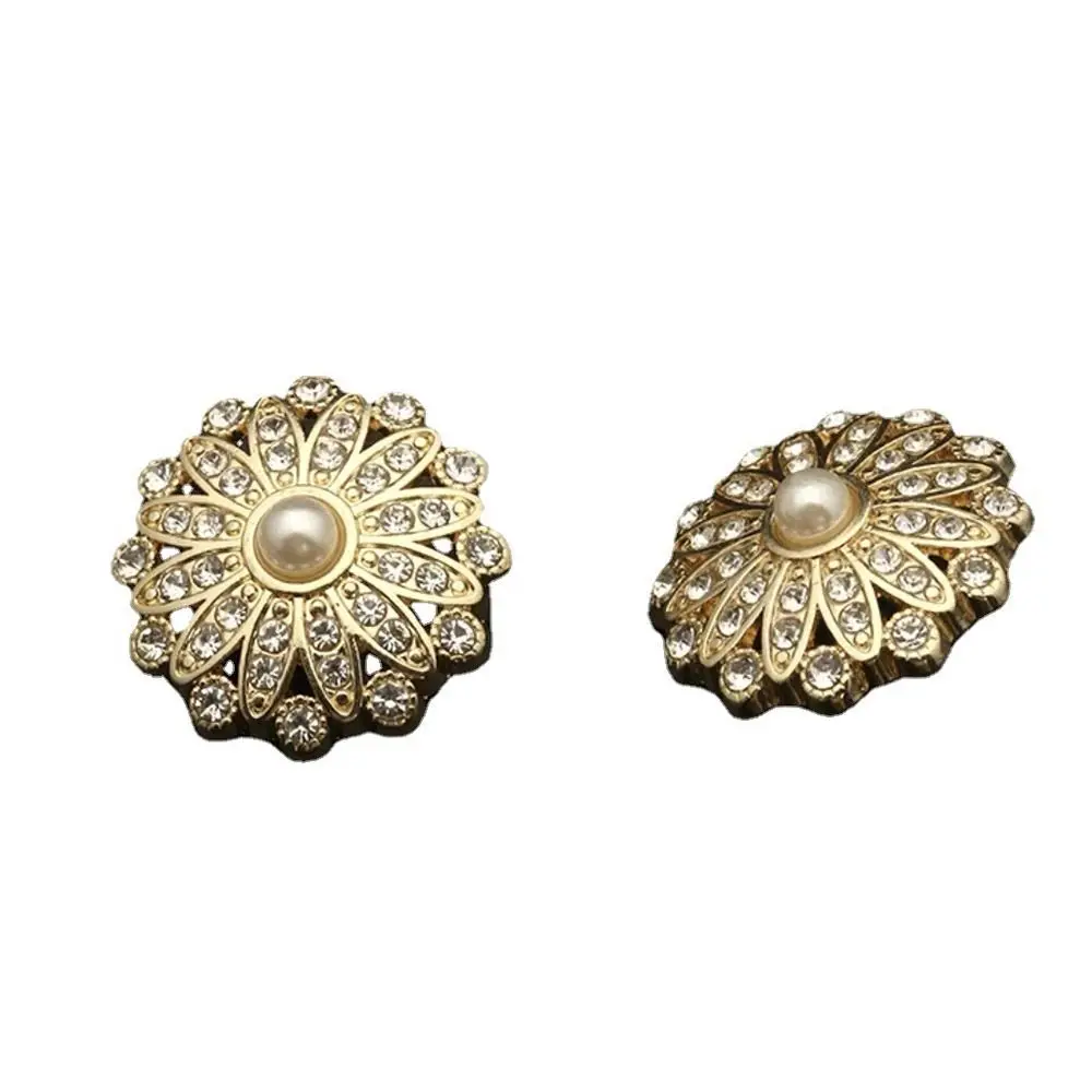 10Pcs Retro Metal Pearl Diamond Clothing Buttons DIY Clothing Sewing Button Needlework Handmade Accessories