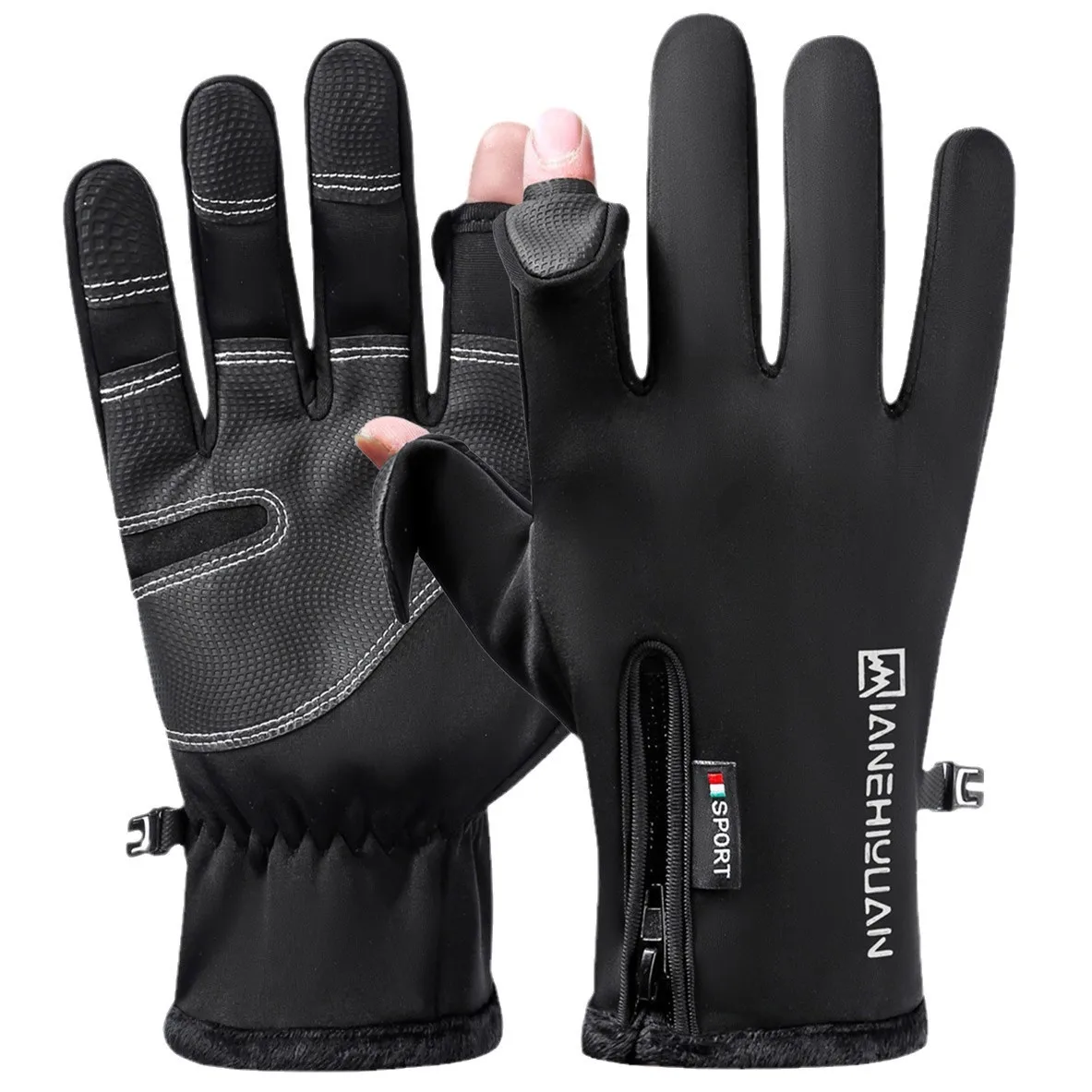 Enhanced Waterproof Windproof Winter Fishing Gloves with Velvet Warmth and Flip Finger Design
