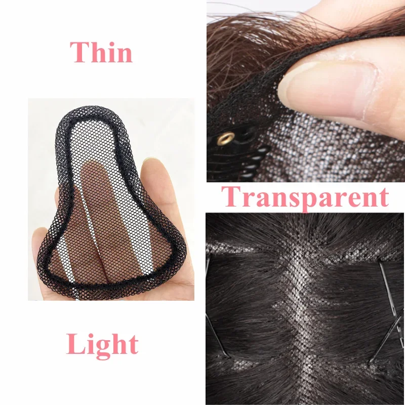 Handmade Swiss Lace Human Hair Toppers Clip on Bangs Fringe Hairpieces Natural Hair Extension For Women Remy human hair toppers