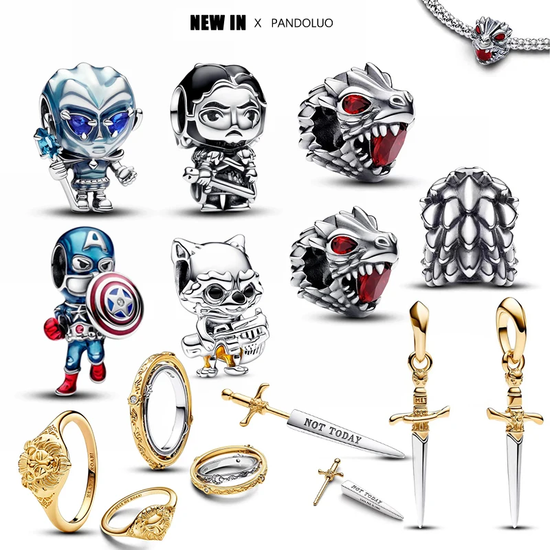 

HOT TOYS New in Direwolf Charm Beads Suitable fits Pandora Charm Original Bracelet 925 Silver Women's Marvel Series Jewelry Gift