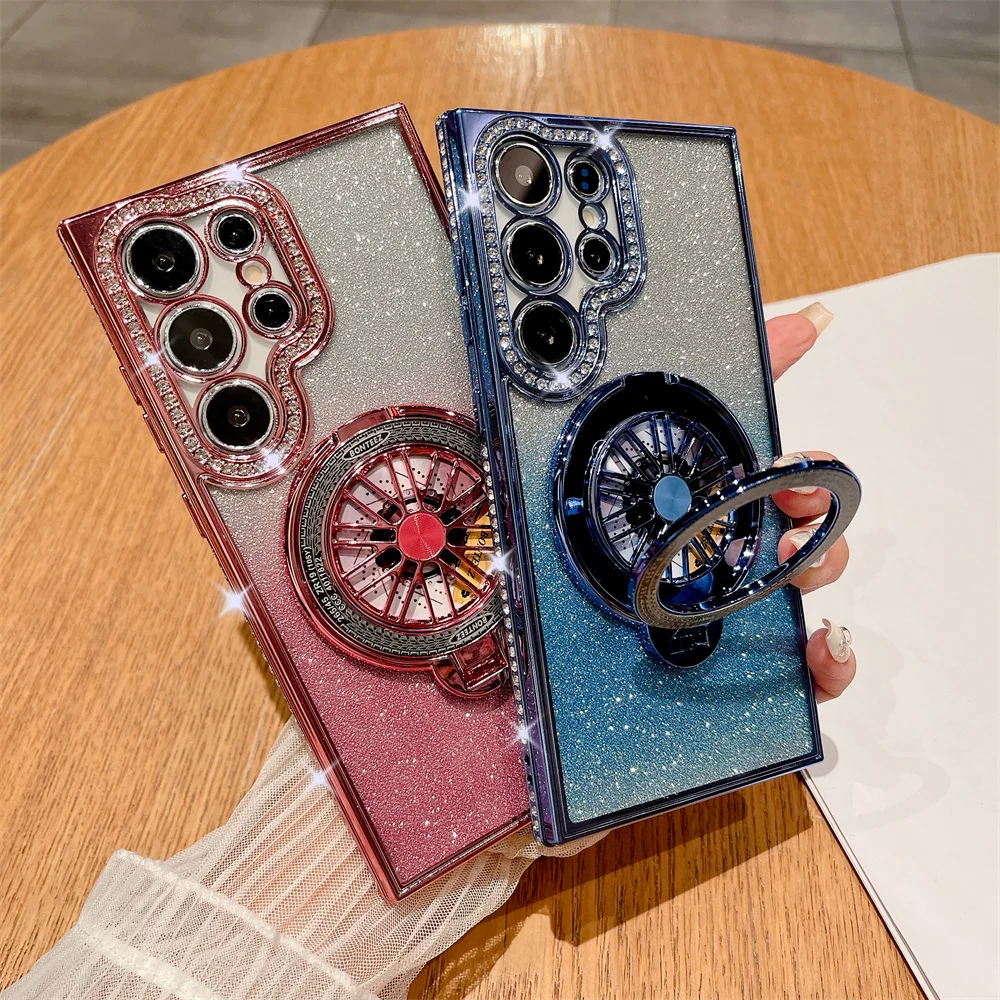 Coque de téléphone magnétique à paillettes pour Samsung S24 S23 Ultra S22 Plus A73 A55 A54 A53 A52 A35 A34 A15 A12 5G_voghion.com