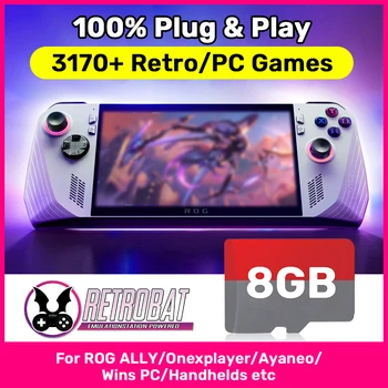 Retrobat 8GB Gaming TF Card Game Memory Card for ROG ALLY/Onexplayer/Ayaneo/Wins Handheld/PC Retro Game Console with 3170 Games 1