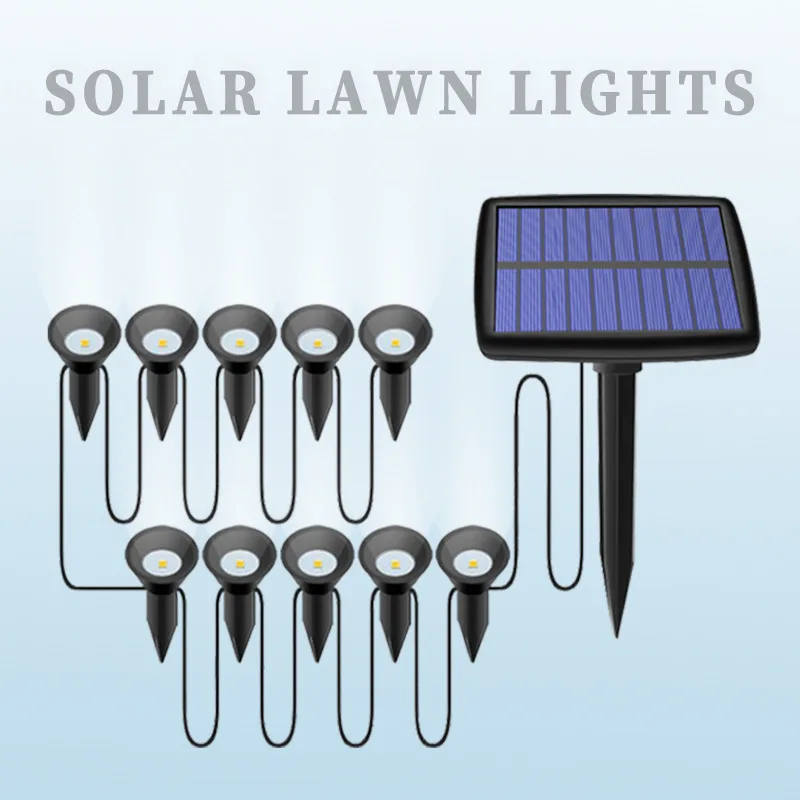 

10 in 1 Outdoor Solar Lights RGB Changing Lawn Ground Lamp IP65 Waterproof Landscape Spotlights Garden Decoration Outdoor Lights