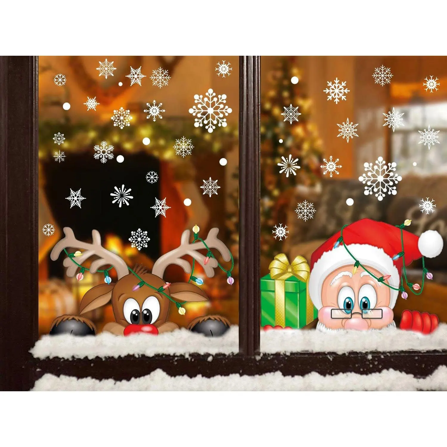 2pcs,Christmas decoration snowflake sticker Santa Claus elk snowman cross-border glass sticker electrostatic