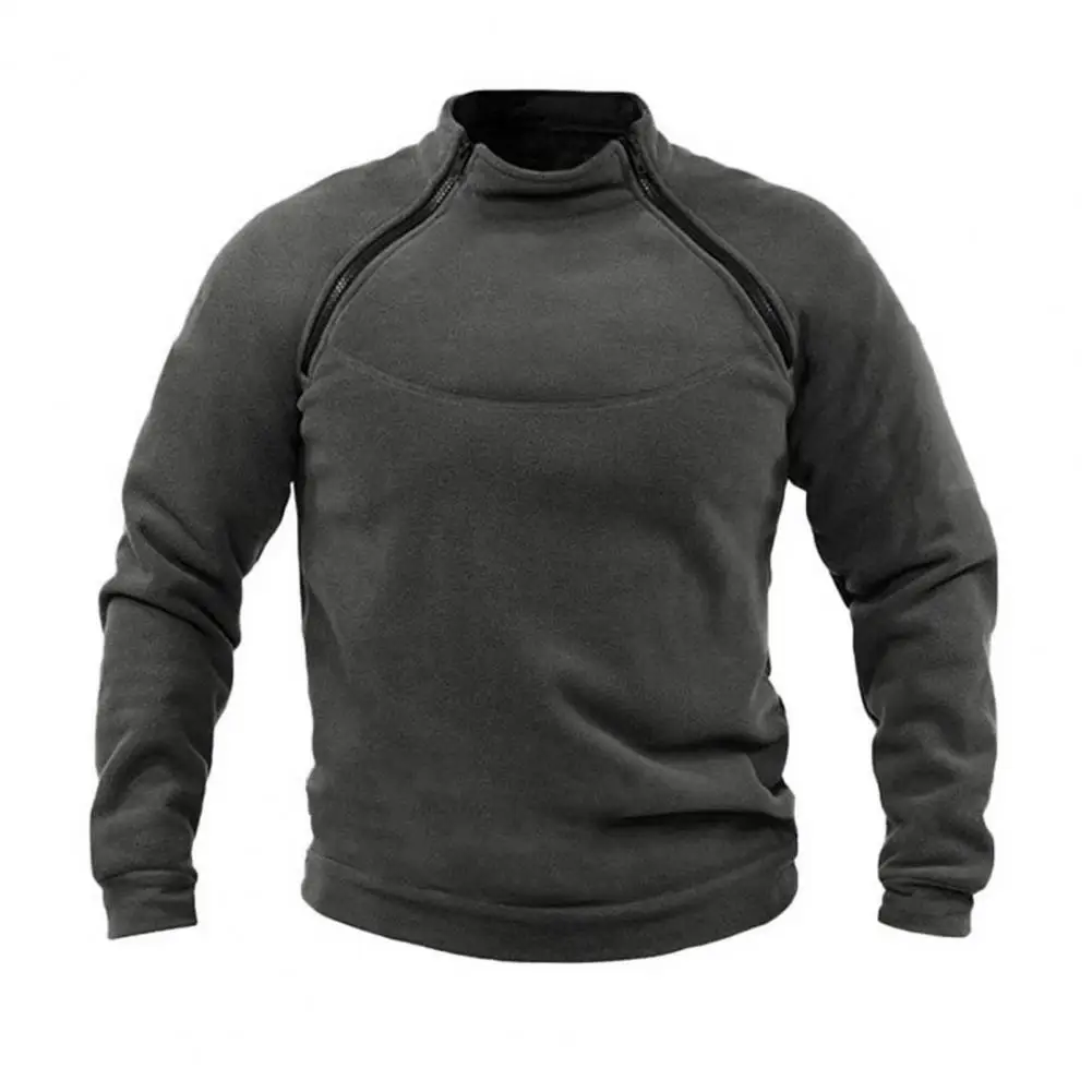 

Zipper Pathwok Sweatshirt Stylish Men's Winter Sweatshirt Warm Stand Collar Loose Fit Zipper Detail Stand Collar Sweater