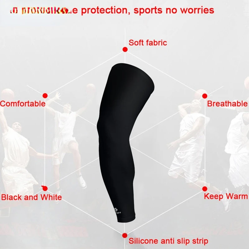 1Pcs Leg Compression Sleeve Men Youth Basketball Sports Footless Calf Compression Socks Knee Brace Support Helps Arthritis,leg compression sleeves