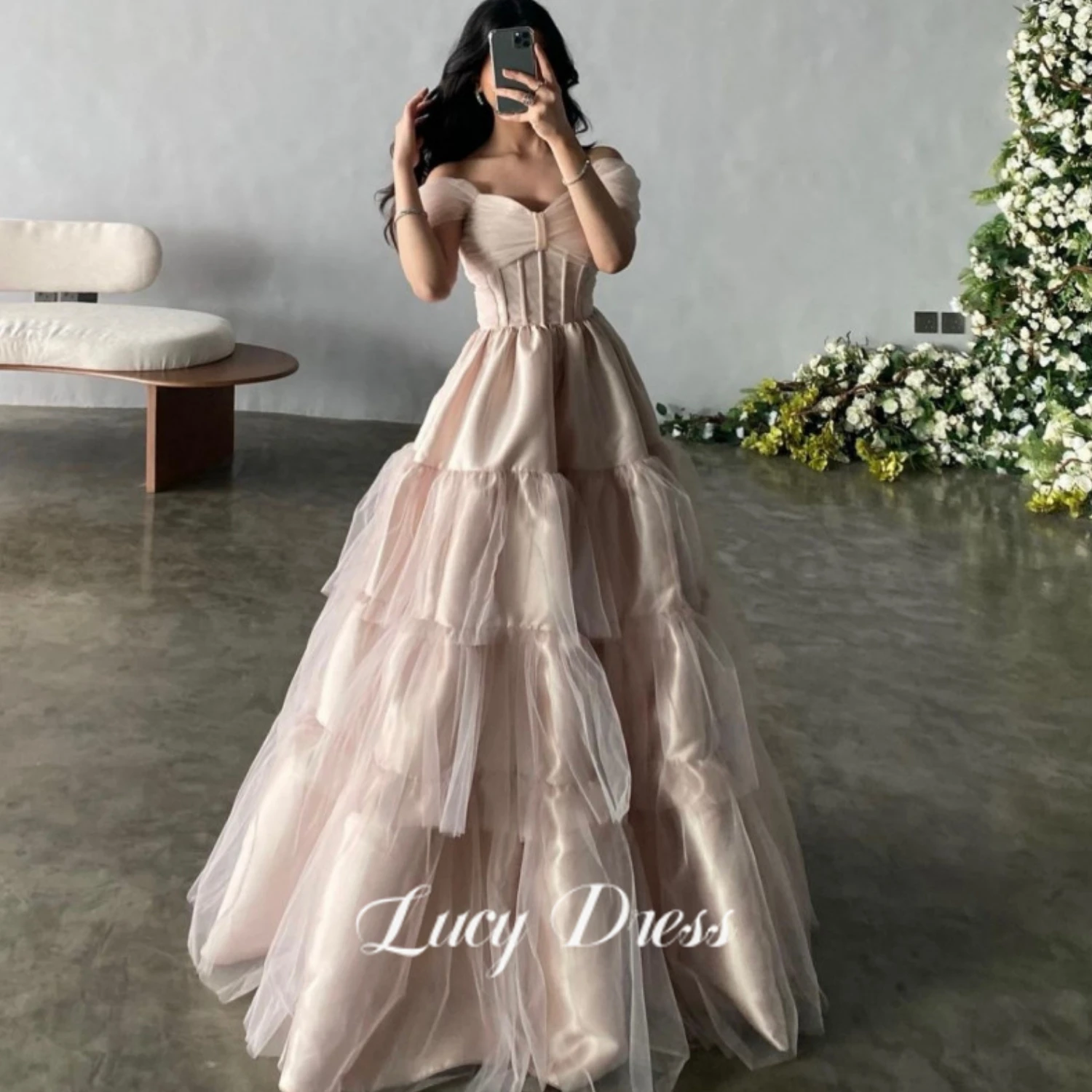 

Lucy Line A Long Dress Party Evening Elegant Luxury Celebrity Sweetheart Formal Occasion Dresses for Prom Pink Short Sleeve