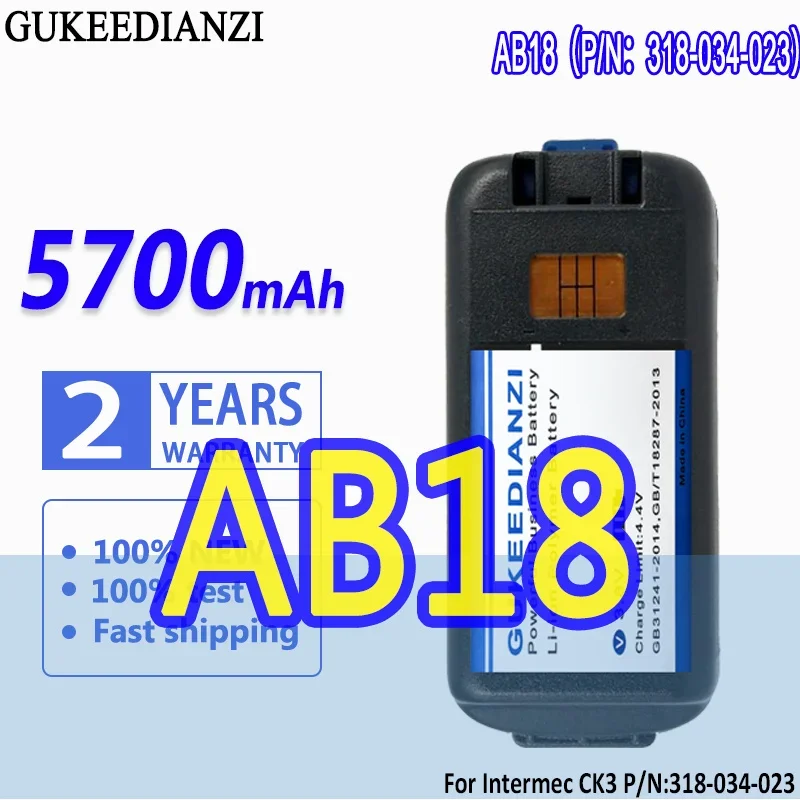 

High Capacity GUKEEDIANZI Battery AB18 (P/N 318-034-023) 5700mAh For Intermec CK3X CK3R CK3A1 CK3C1 CK3 P/N 318-034-023 bateria