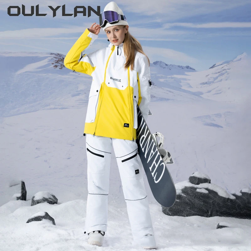 

Oulylan Ski Suits Winter Warm Outdoor Sports Snowboards Windproof Waterproof Clothes and Pants Set Snow Insulation Suite Women M