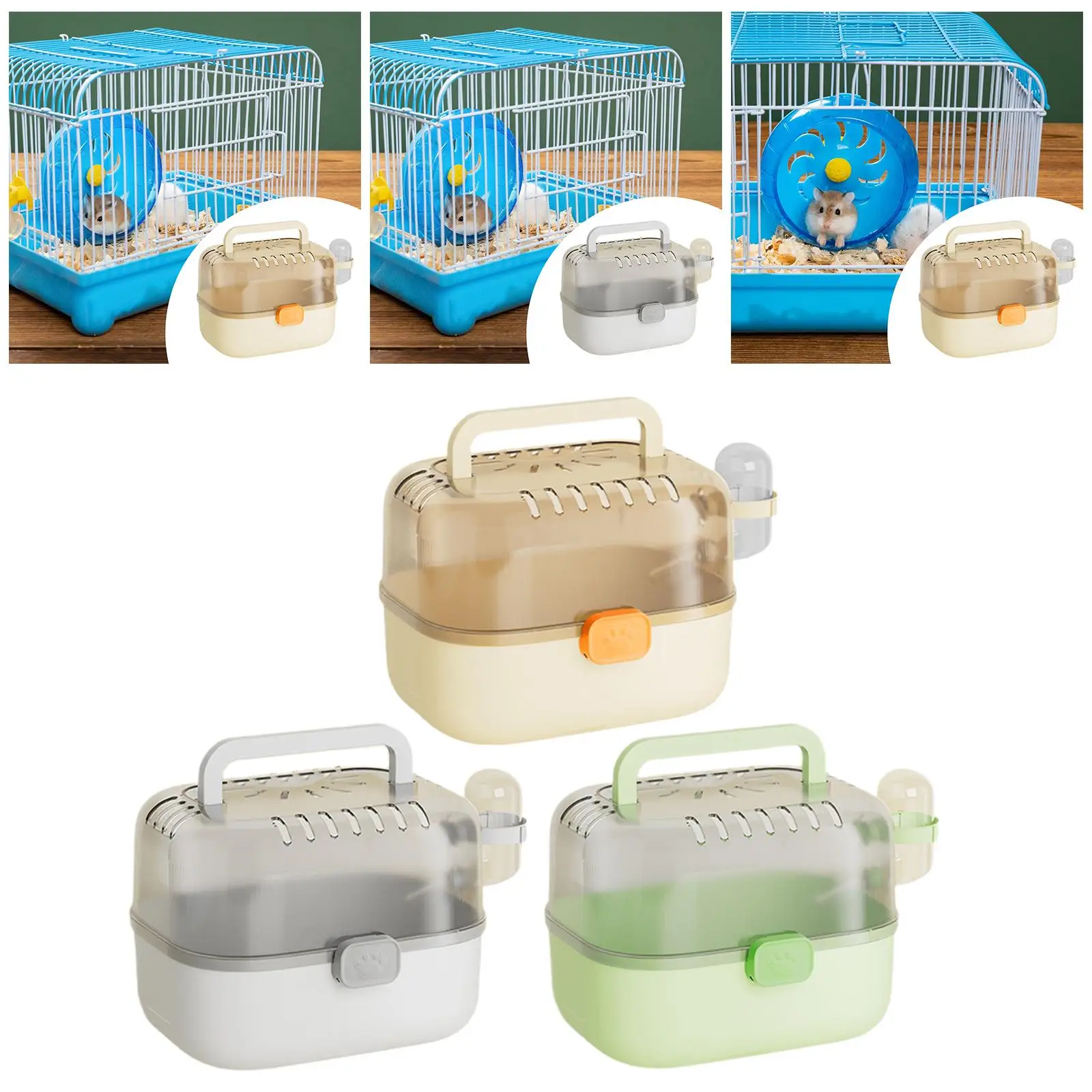 Hamster Carrier Cage Transparent Portable Breathable Compact Case for Indoor Rabbits Guinea Pigs Enclosure