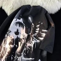 Retro Angel Print Short-sleeved Women T-shirt Summer  Harajuku Casual   Loose Cotton Oversize Women's T-shirts Female Clothing - Image 4