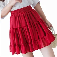 Korean Street Fashion Tutu Pleated Skirt Summer Sexy Short Skirts Plus Size Chiffon Mini School Skirt Solid Color Basic Skirts - Image 4