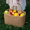 Home Shopping Basket Hand Vegetable Basket Decorative Woven Basket Flower Arrangement Basket Imitating Rattan Picnic Bag 6