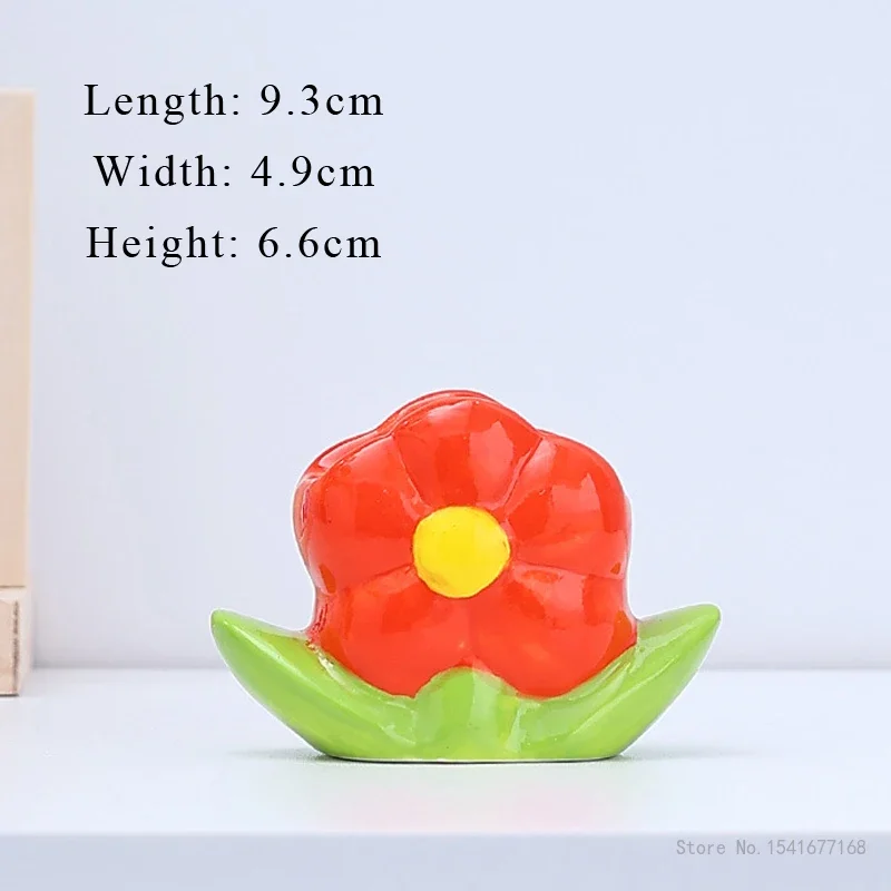 High Temperature Hand Painted FlowerShaped Penholder Creative Light Luxury Office Wash Table Bathroom Toothbrush Holder Home 1Pc