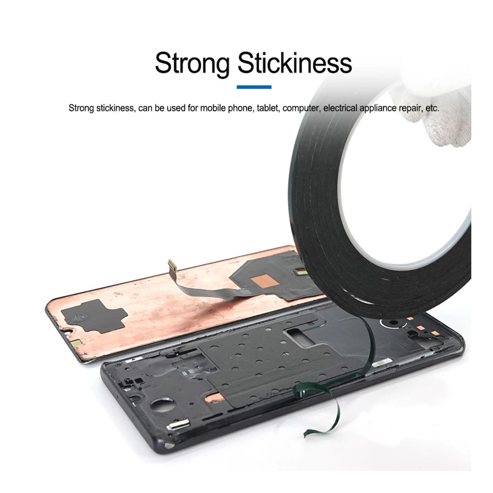 

2-5MM 10M Black Strong Adhesive Tape Roll for iPad Tablet LCD Touch Glass Frame Back Cover Repair Double Side Glue for Samsung