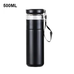 Stainless Steel Insulated Tea Infuser Bottle - 500ML - 500ML (Black 500ml)