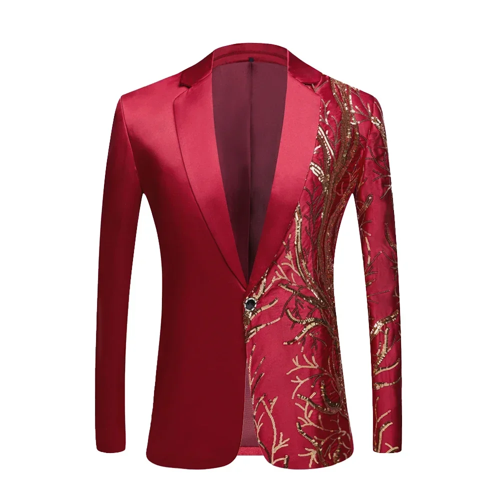 Heren Glitter Pailletten Blazer Smoking Pak Jas Een Knop Luxe Party Prom Bruiloft Jas Kostuum